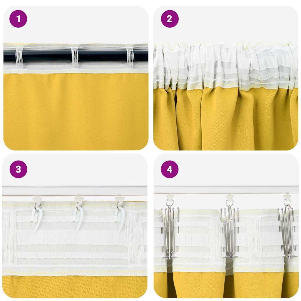 Zavjese za blackout s prstenovima 2 pcs Žuta 140 x 140 cm