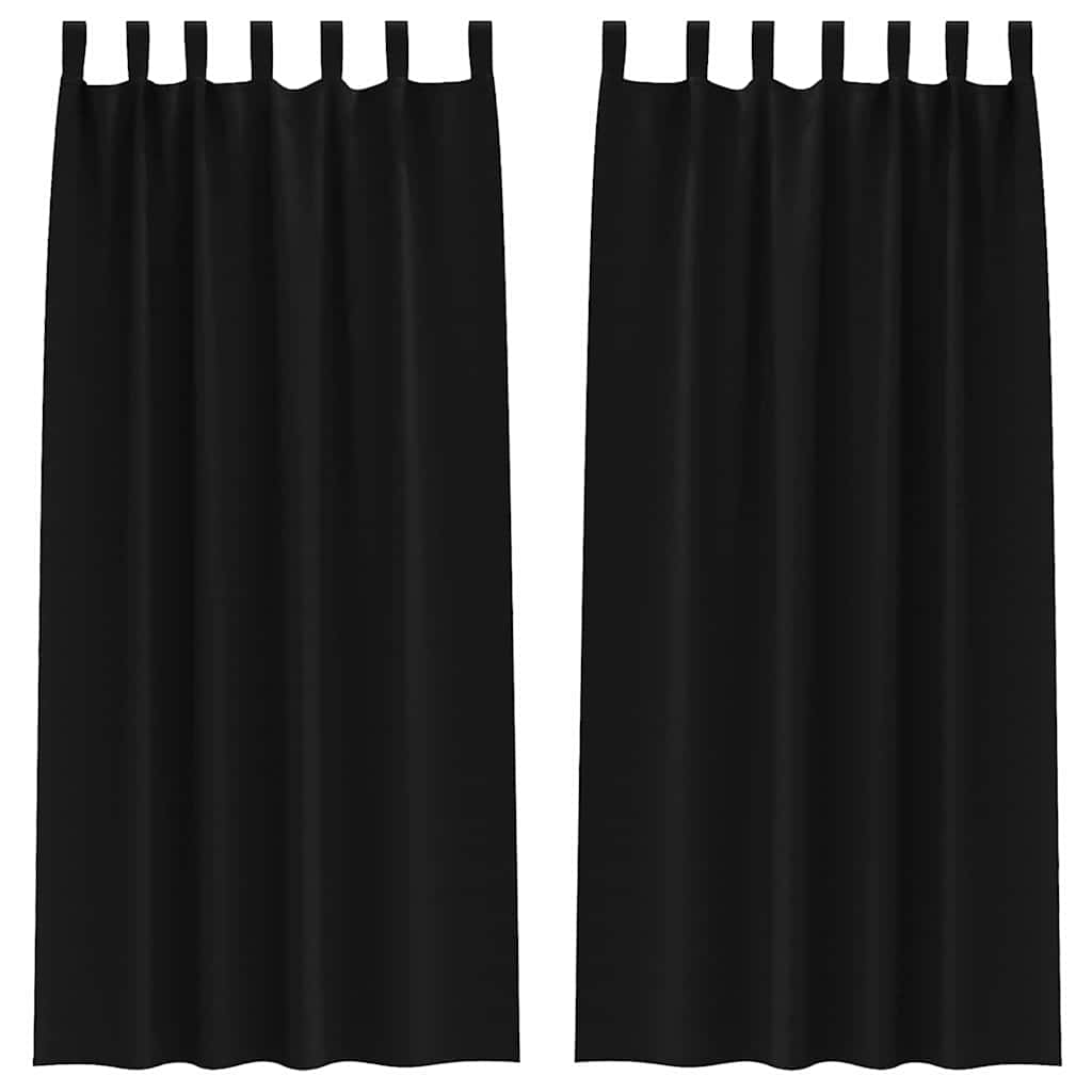 Zavjese za blackout s prstenovima 2 pcs Crna 225 x 140 cm