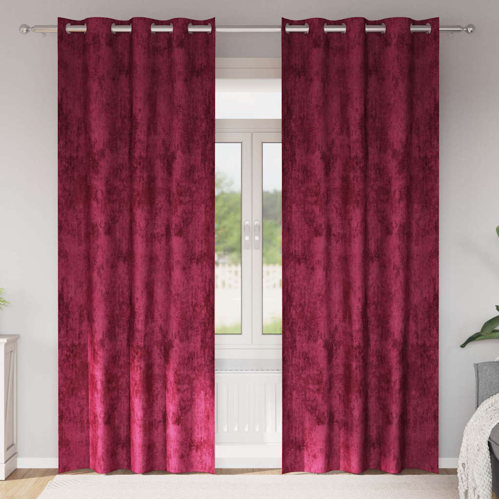 Baršunaste zavjese 2 pcs Vinska crvena 260 x 140 cm Baršun