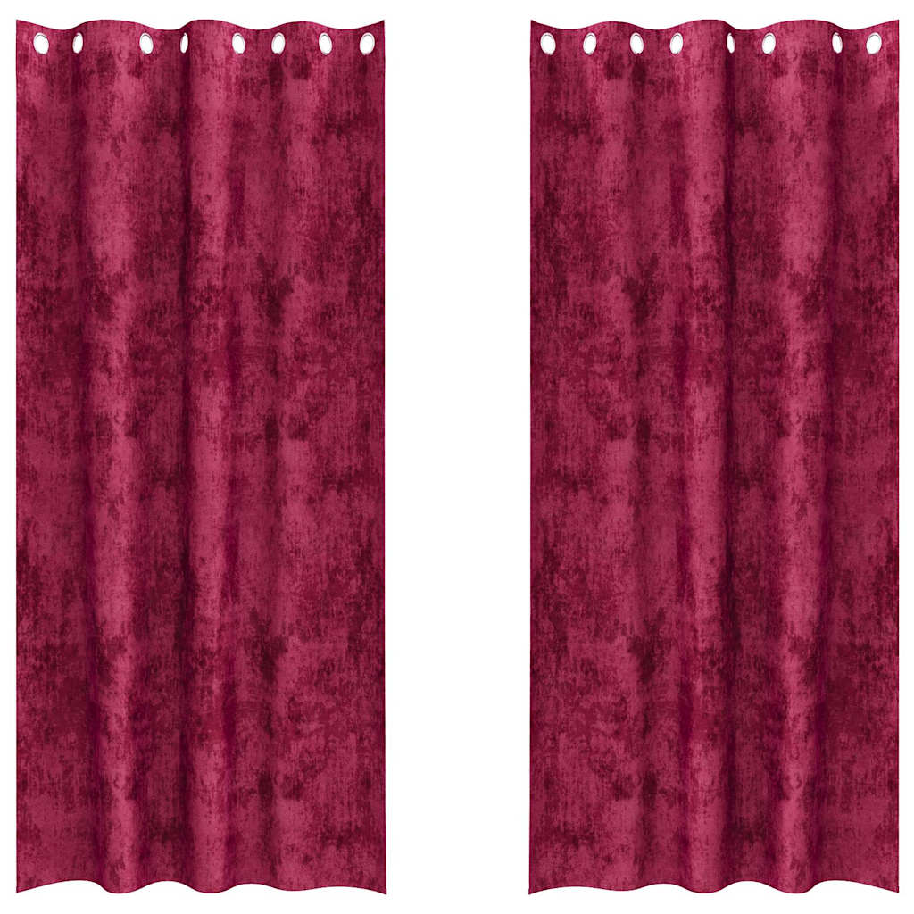 Baršunaste zavjese 2 pcs Vinska crvena 260 x 140 cm Baršun