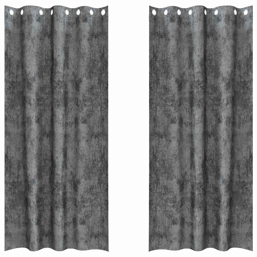 Baršunaste zavjese sa zavjesama 2 pcs Siva 245 x 140 cm Baršun