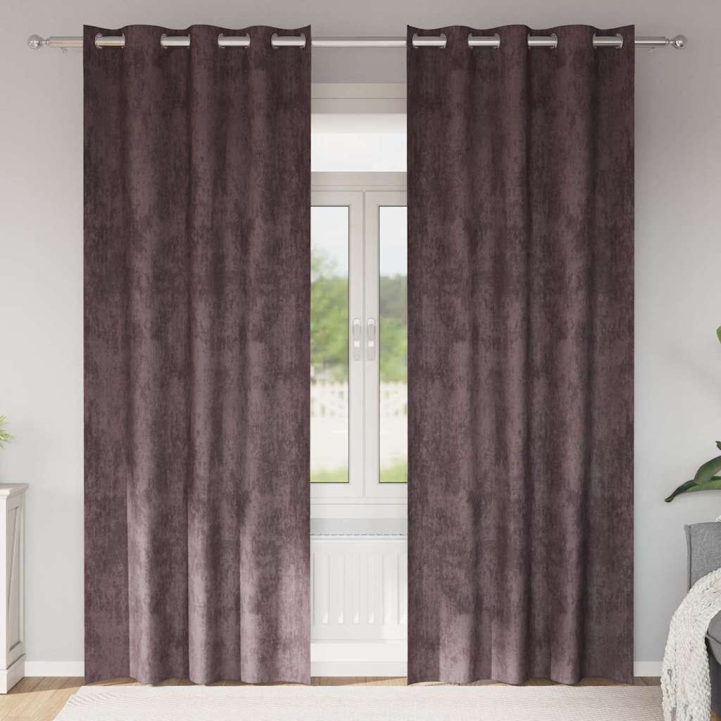 Baršunaste zavjese sa zavjesama 2 pcs Smeđa 245 x 140 cm Baršun
