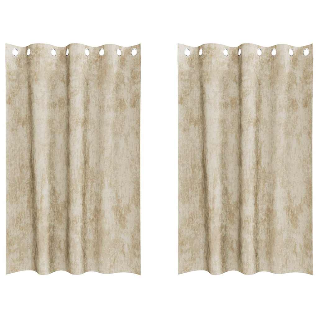 Baršunaste zavjese sa zavjesama 2 pcs Krema 175 x 140 cm Baršun