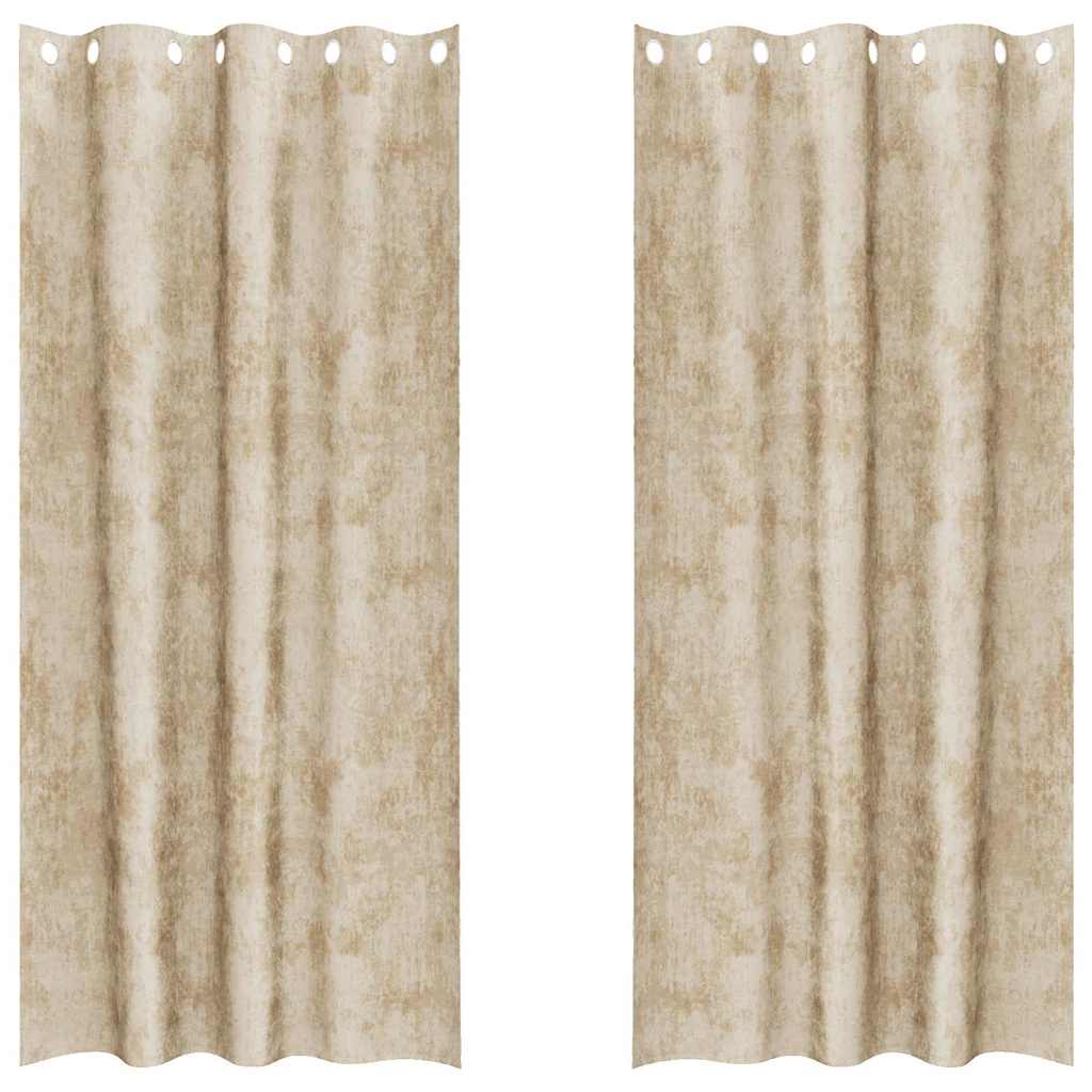 Baršunaste zavjese sa zavjesama 2 pcs Krema 245 x 140 cm Baršun