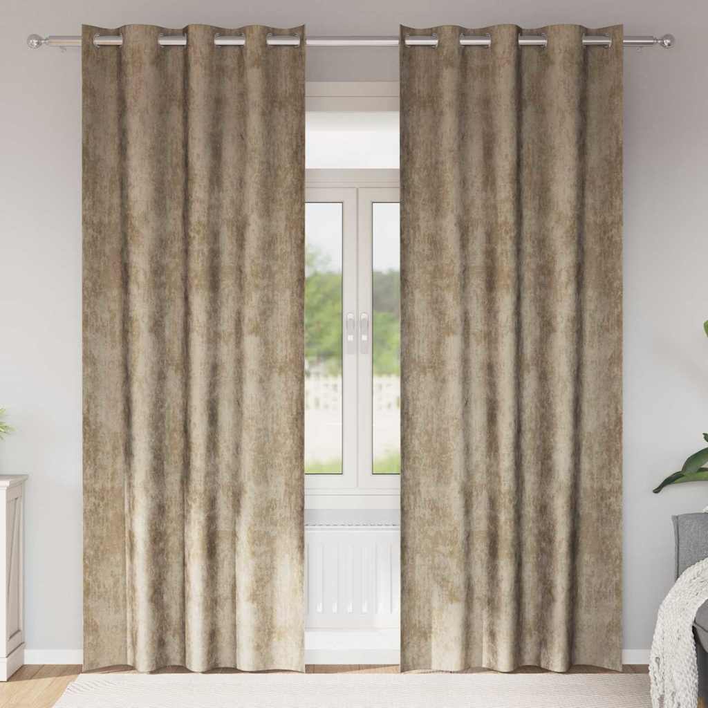Baršunaste zavjese 2 pcs Šampanjca 260 x 140 cm Baršun