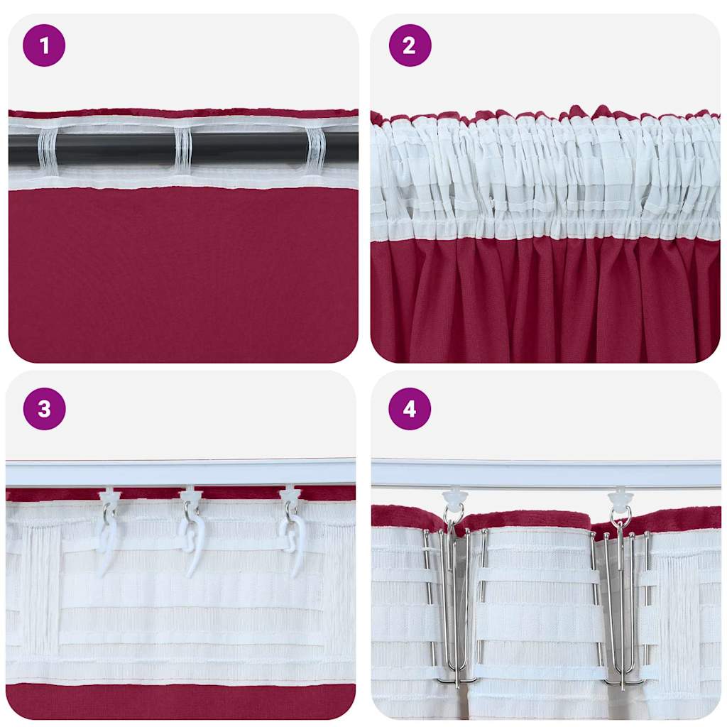 Baršunaste zavjese 2 pcs boja crnog vina 225 x 140 cm Baršun