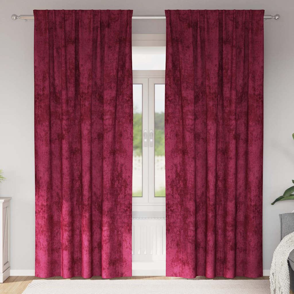 Baršunaste zavjese 2 pcs boja crnog vina 225 x 140 cm Baršun