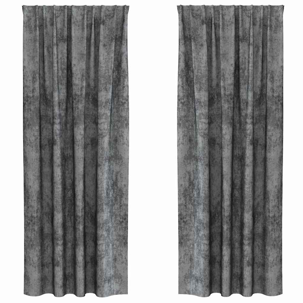 Baršunaste zavjese sa zavjesama 2 pcs Siva 225 x 140 cm Baršun