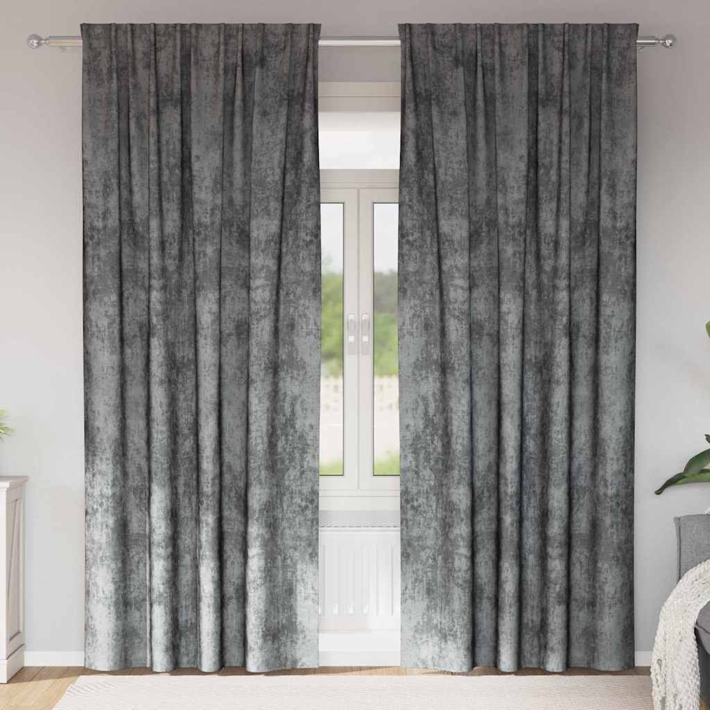 Baršunaste zavjese sa zavjesama 2 pcs Siva 245 x 140 cm Baršun