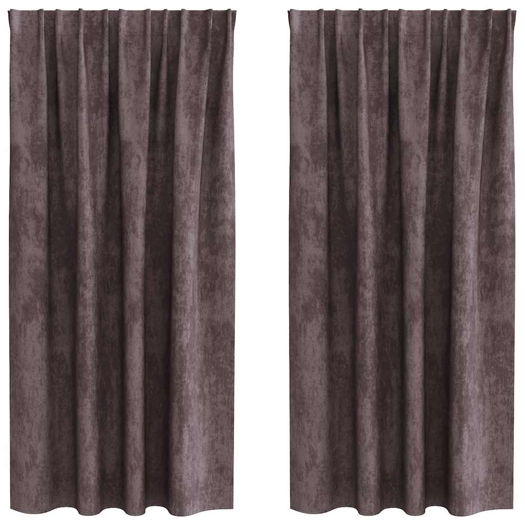 Baršunaste zavjese sa zavjesama 2 pcs Smeđa 175 x 140 cm Baršun