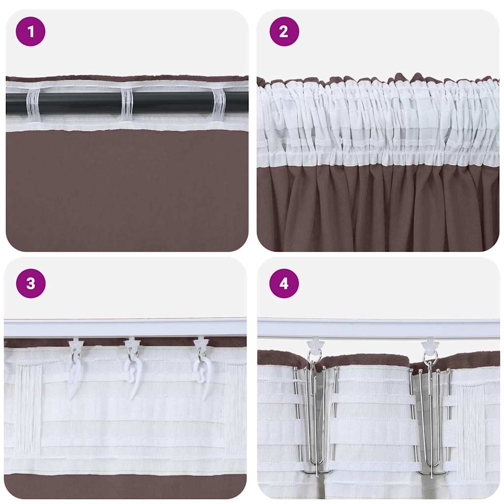 Baršunaste zavjese sa zavjesama 2 pcs Smeđa 225 x 140 cm Baršun