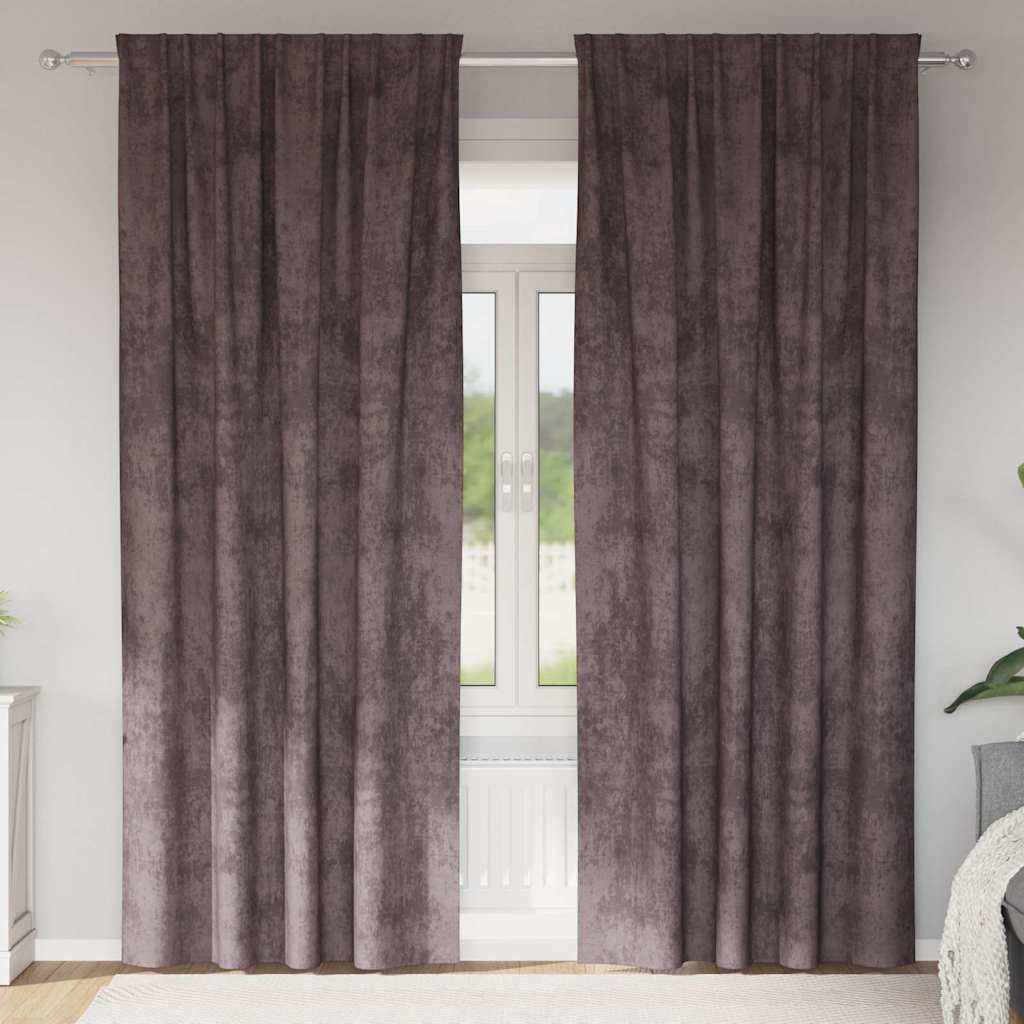 Baršunaste zavjese sa zavjesama 2 pcs Smeđa 225 x 140 cm Baršun