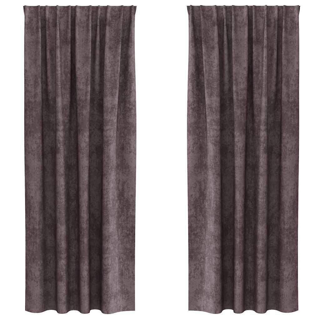 Baršunaste zavjese sa zavjesama 2 pcs Smeđa 245 x 140 cm Baršun