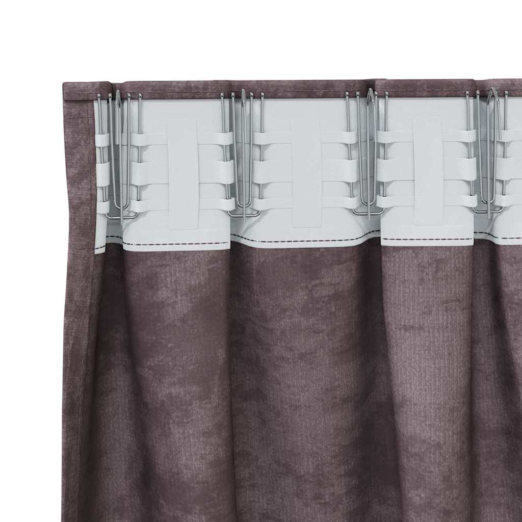 Baršunaste zavjese sa zavjesama 2 pcs Smeđa 260 x 140 cm Baršun