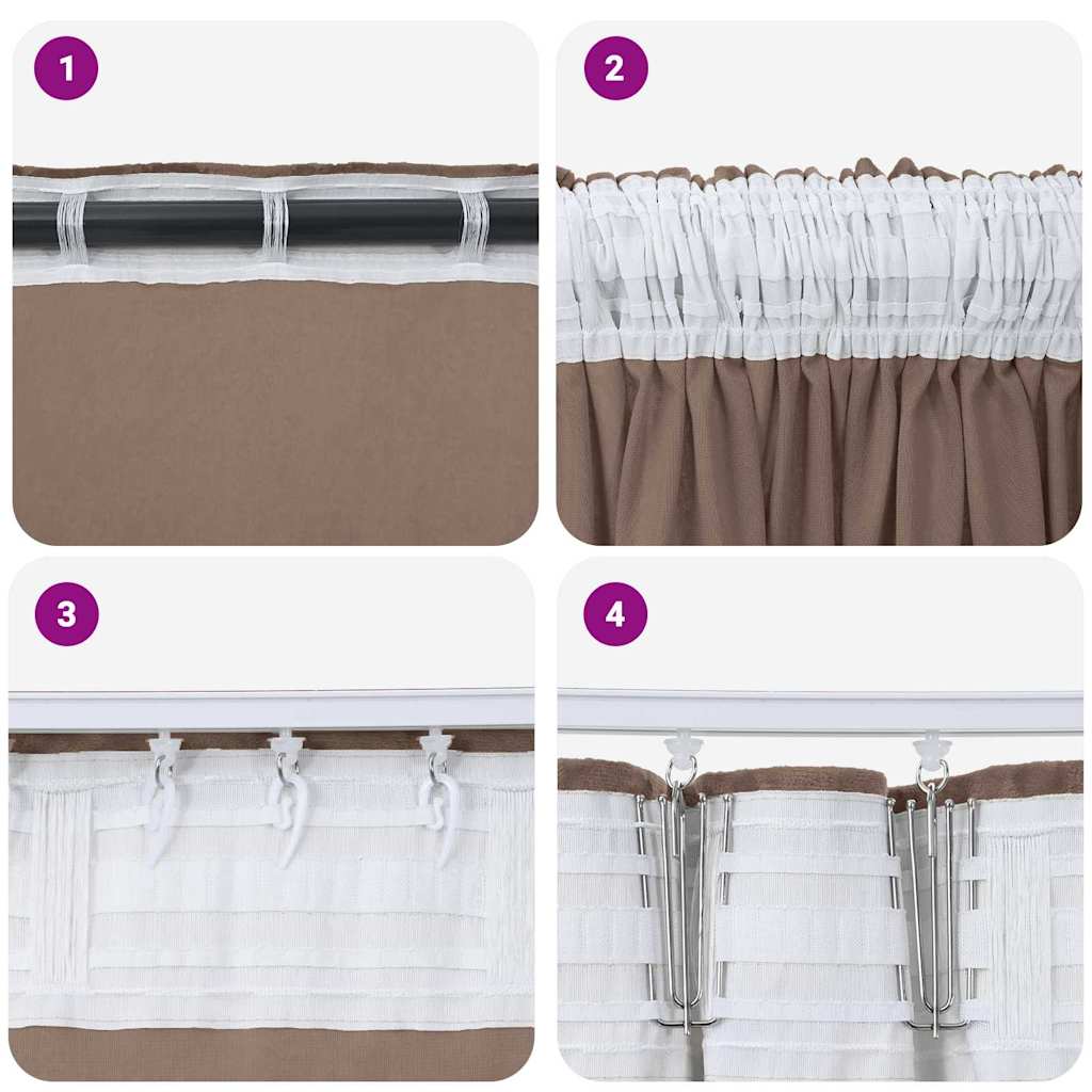 Baršunaste zavjese 2 pcs Boja cappuccina 260 x 140 cm Baršun