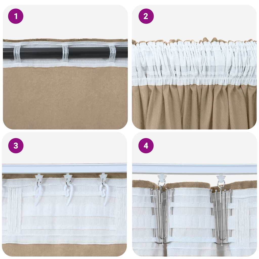 Baršunaste zavjese 2 pcs Šampanjca 260 x 140 cm Baršun