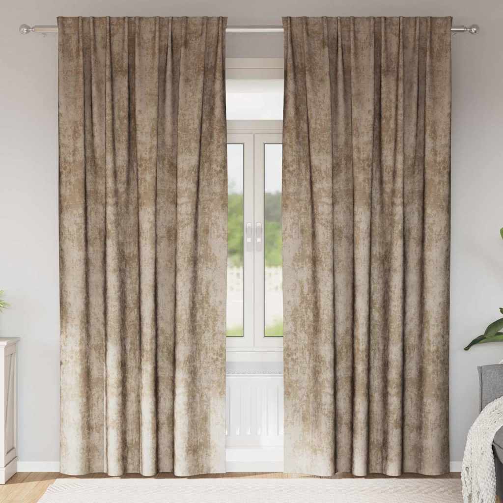 Baršunaste zavjese 2 pcs Šampanjca 260 x 140 cm Baršun