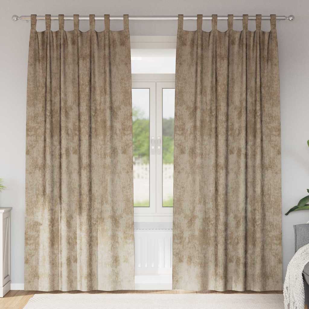 Baršunaste zavjese 2 pcs Šampanjca 260 x 140 cm Baršun