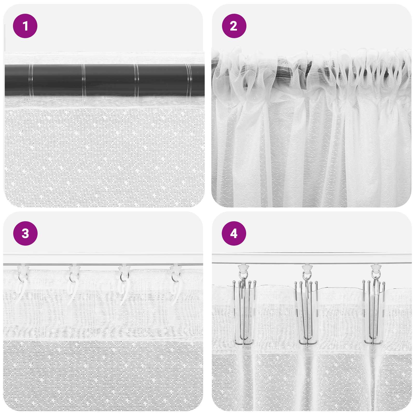 Čipkasta zavjesa sa zavjesama Bijelo 180 x 500 cm Poliester