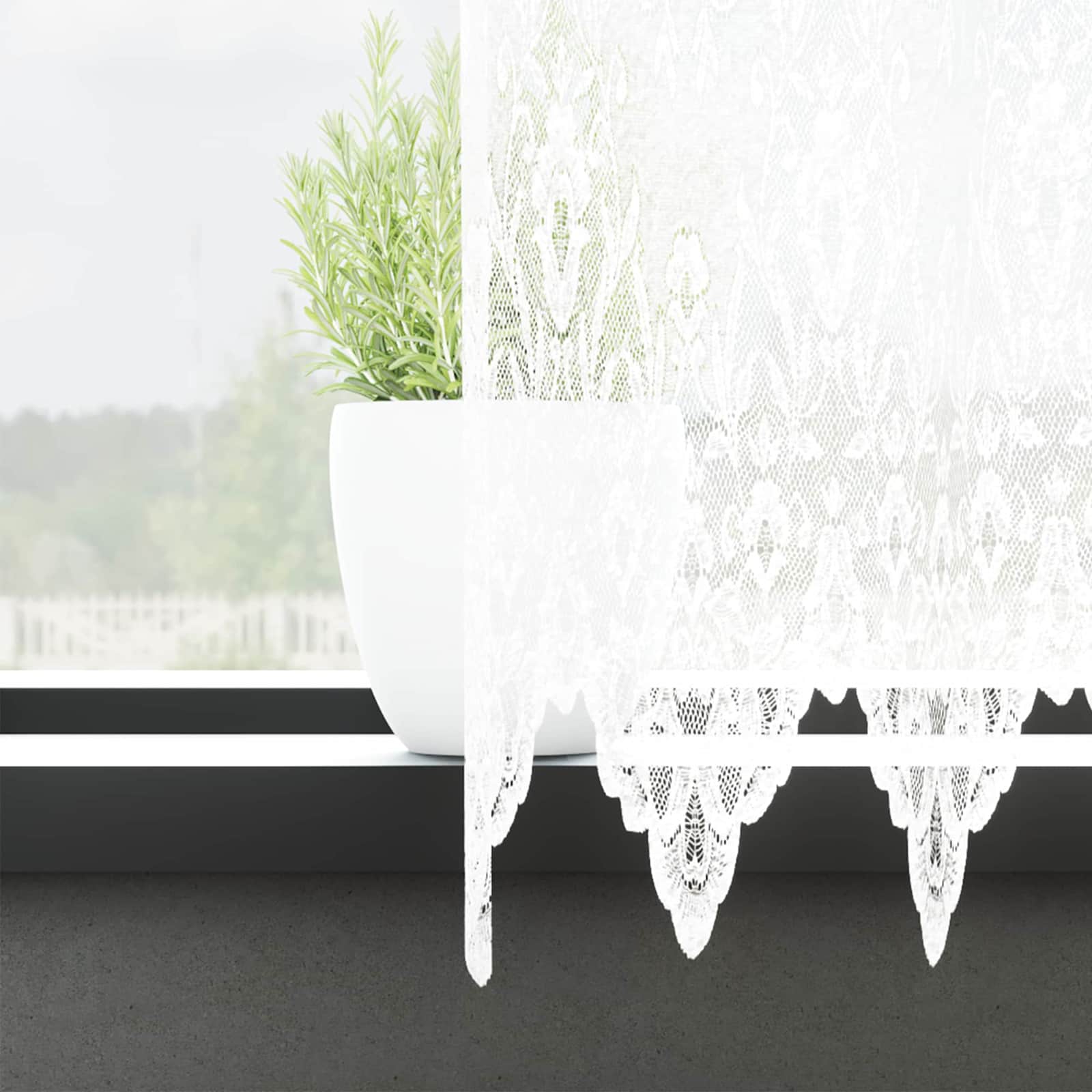 Čipkasta zavjesa sa zavjesama Bijelo 240 x 500 cm Poliester