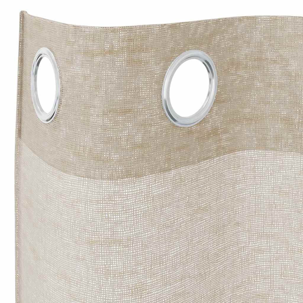 Voile zavjesa sa zavjesama 2 pcs Pijesak 245 x 140 cm Poliester