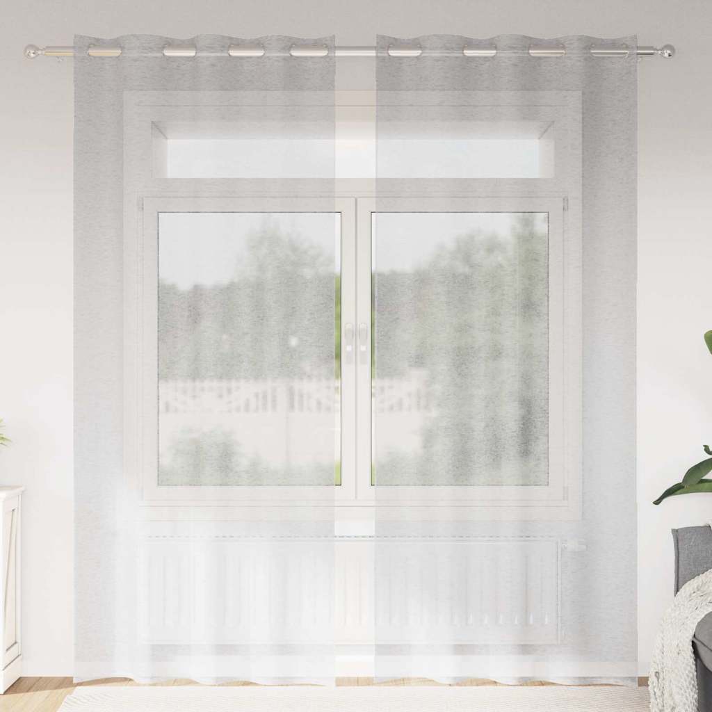 Voile zavjesa 2 pcs Svijetlo siva 245 x 140 cm Poliester