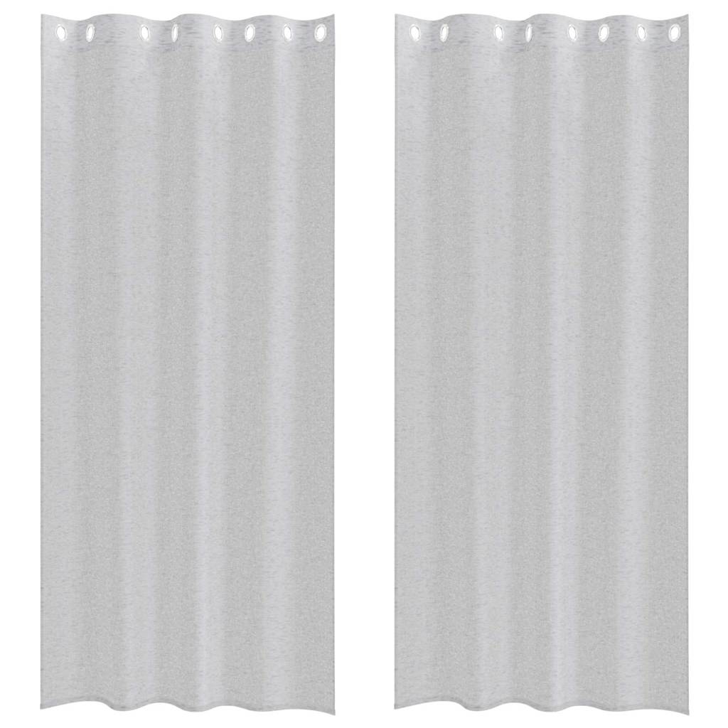 Voile zavjesa 2 pcs Svijetlo siva 245 x 140 cm Poliester