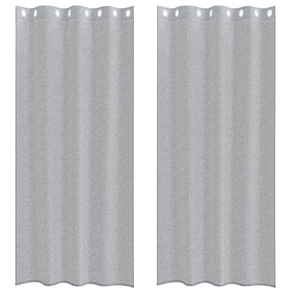 Voile zavjesa 2 pcs Tamno siva 225 x 140 cm Poliester