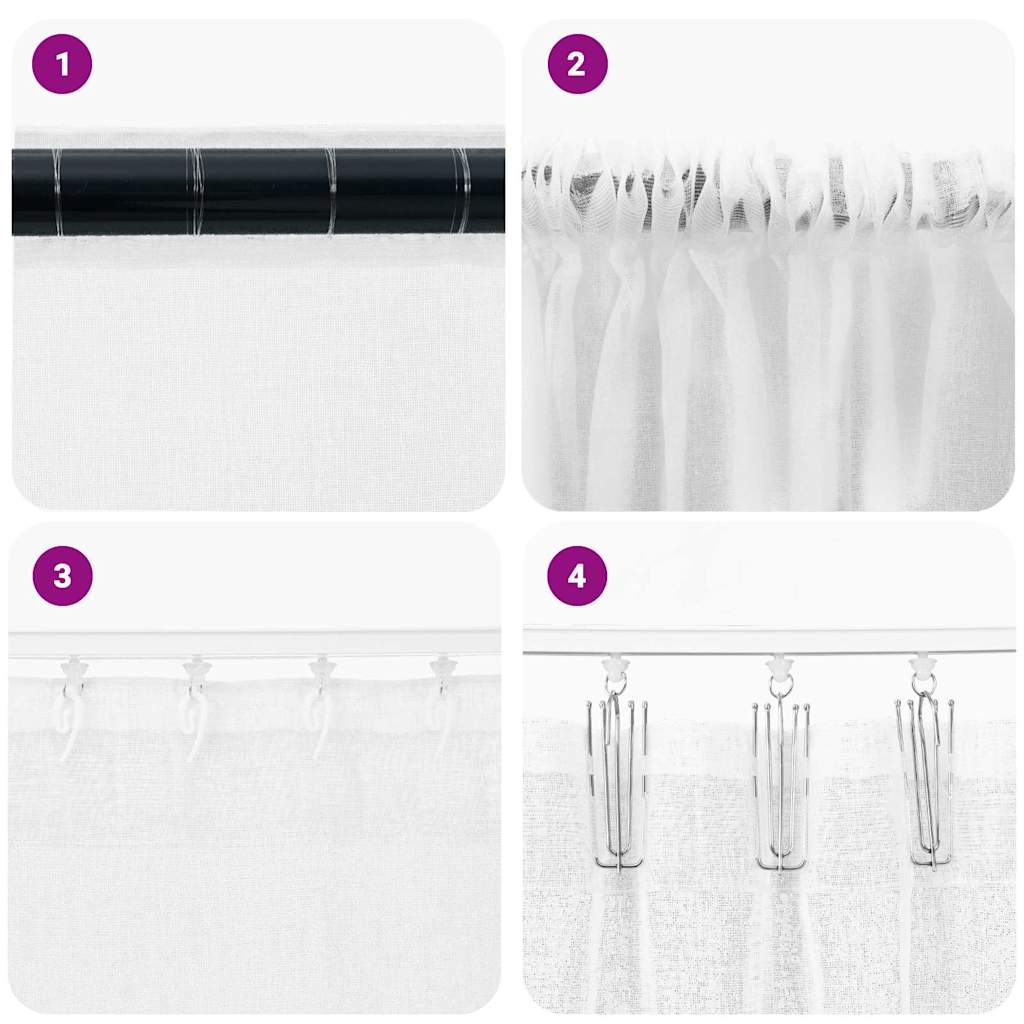 Voile zavjesa sa zavjesama 2 pcs Bijelo 260 x 140 cm Poliester