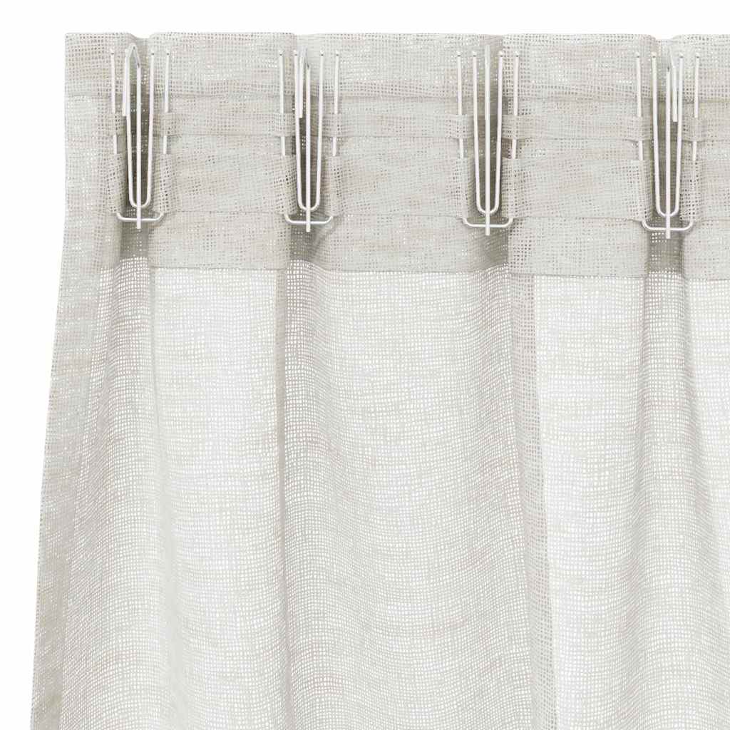 Voile zavjesa sa zavjesama 2 pcs Krema 245 x 140 cm Poliester