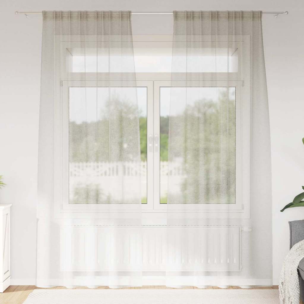 Voile zavjesa sa zavjesama 2 pcs Krema 245 x 140 cm Poliester