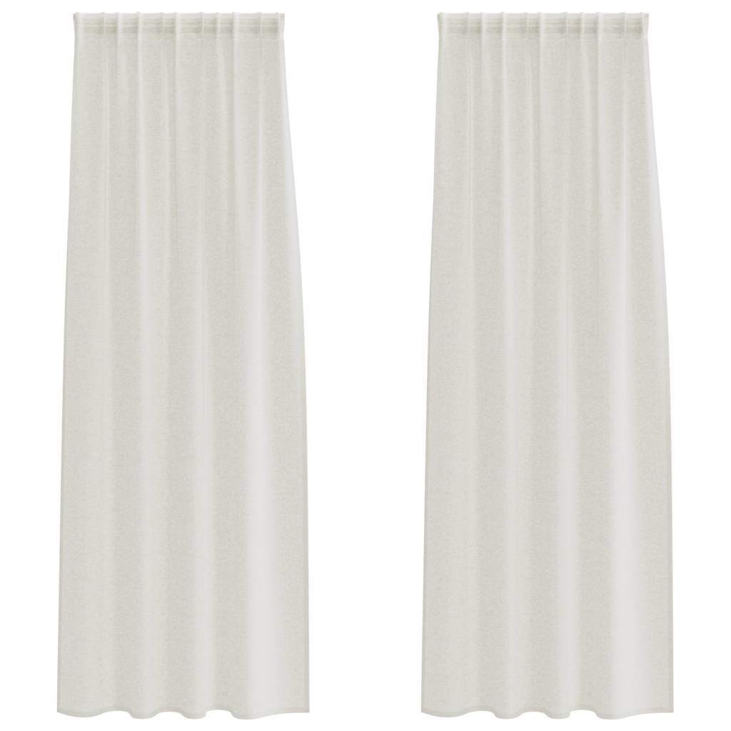 Voile zavjesa sa zavjesama 2 pcs Krema 245 x 140 cm Poliester