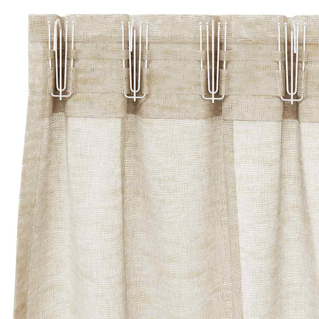 Voile zavjesa sa zavjesama 2 pcs Pijesak 175 x 140 cm Poliester
