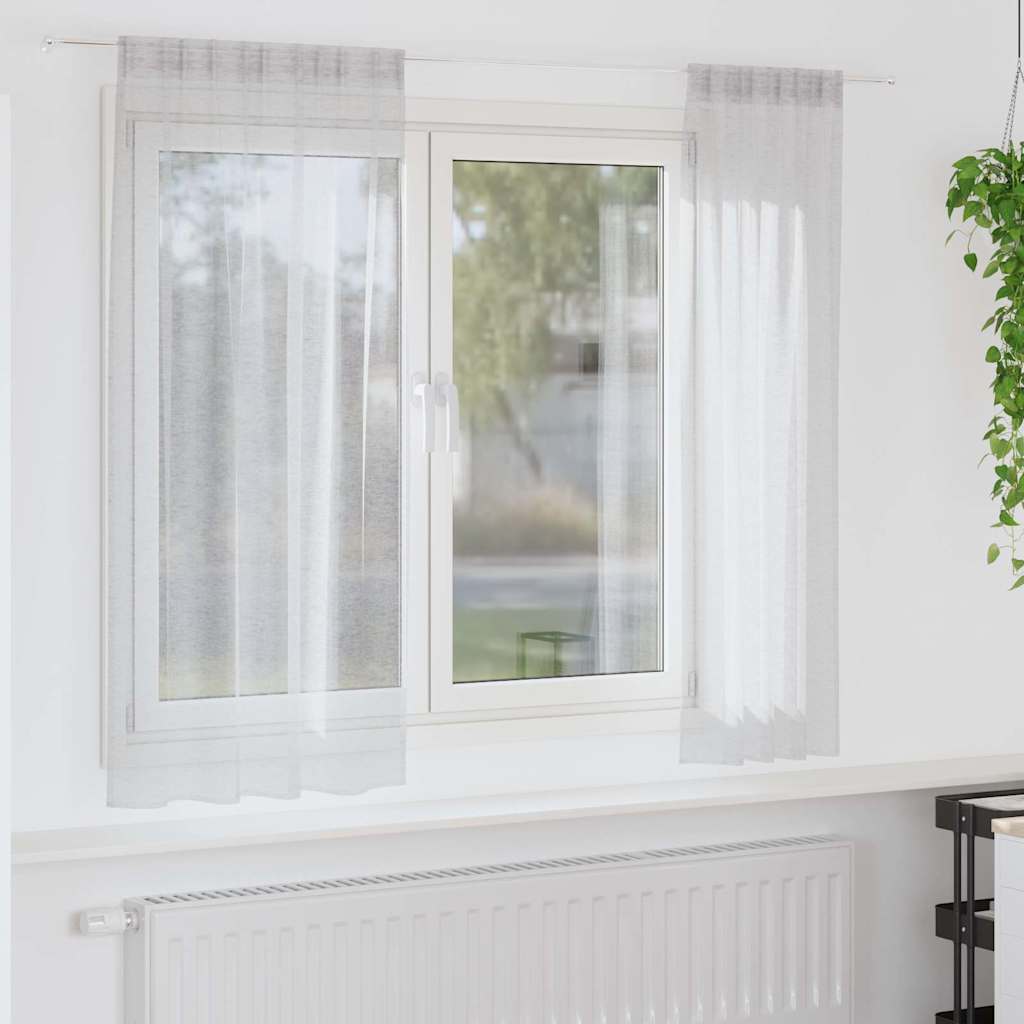Voile zavjesa 2 pcs Svijetlo siva 175 x 140 cm Poliester