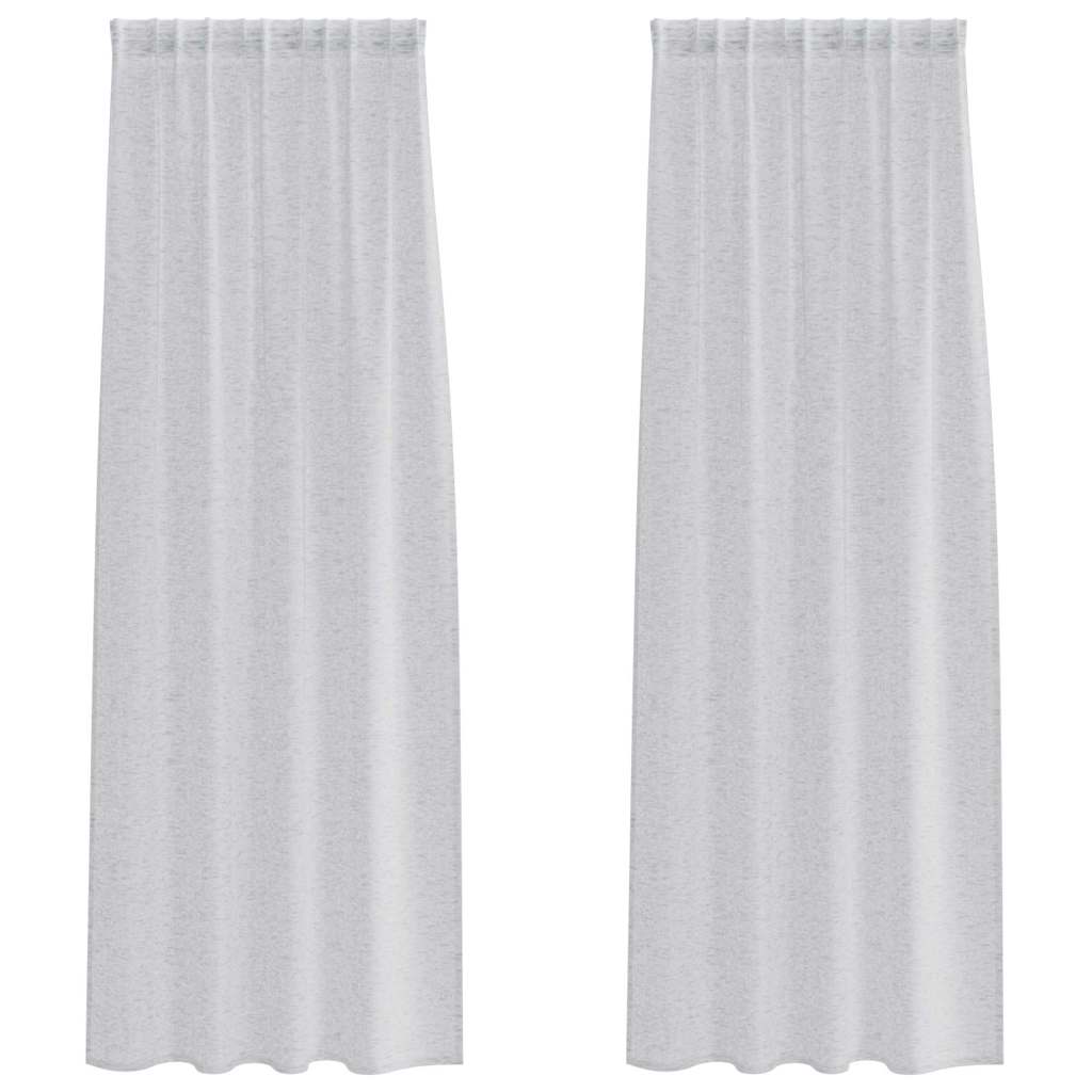 Voile zavjesa 2 pcs Svijetlo siva 225 x 140 cm Poliester
