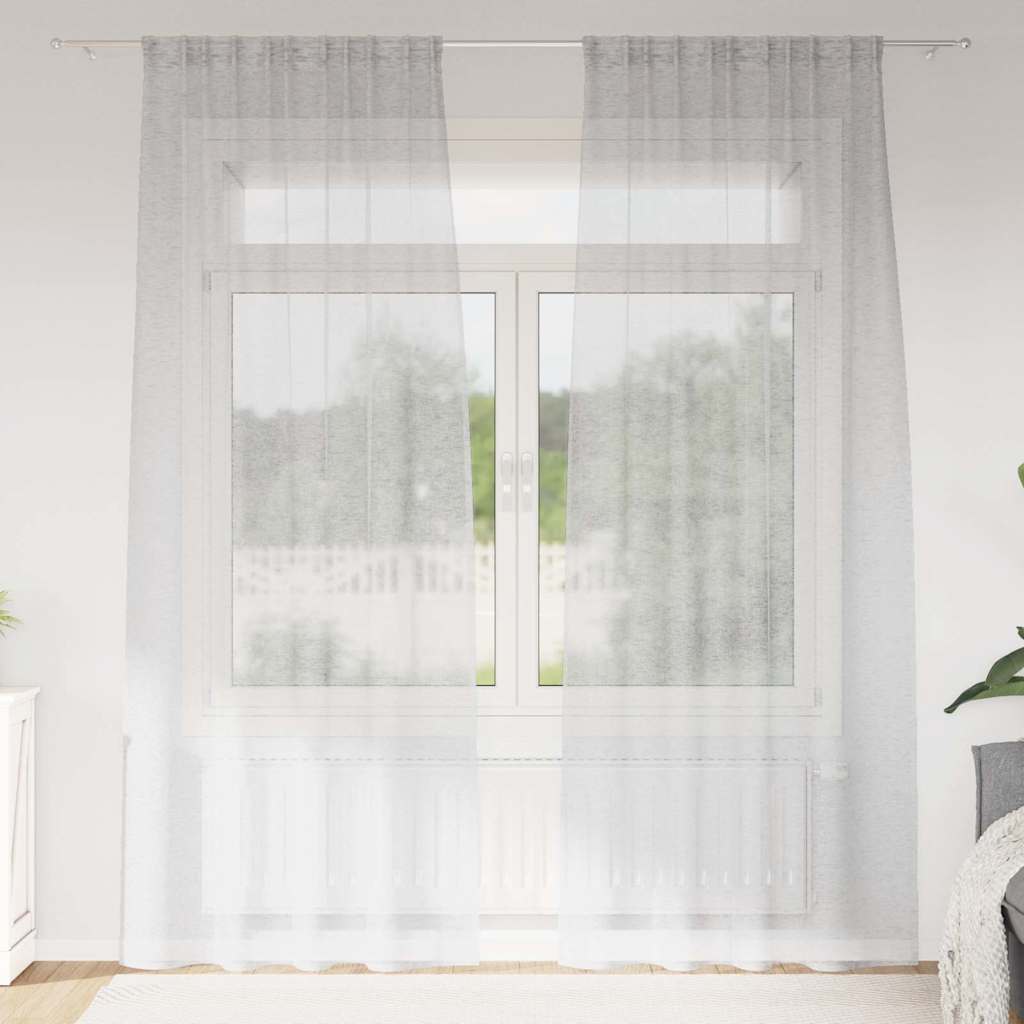 Voile zavjesa 2 pcs Svijetlo siva 260 x 140 cm Poliester