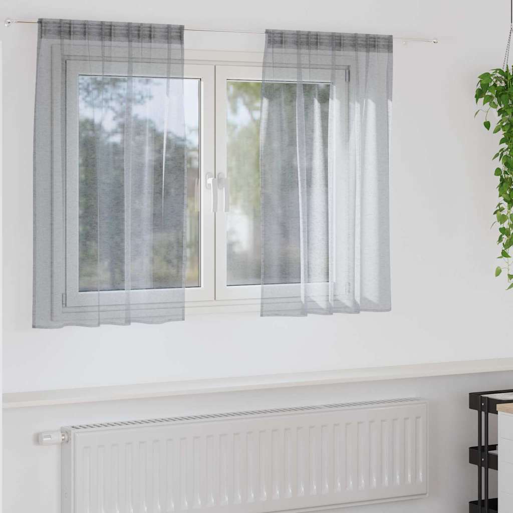 Voile zavjesa 2 pcs Tamno siva 140 x 140 cm Poliester