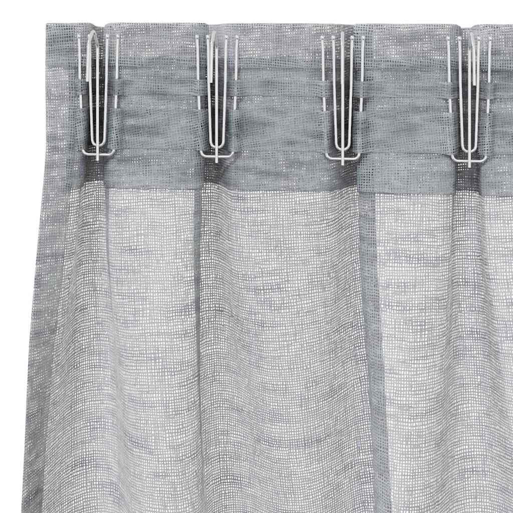 Voile zavjesa 2 pcs Tamno siva 175 x 140 cm Poliester