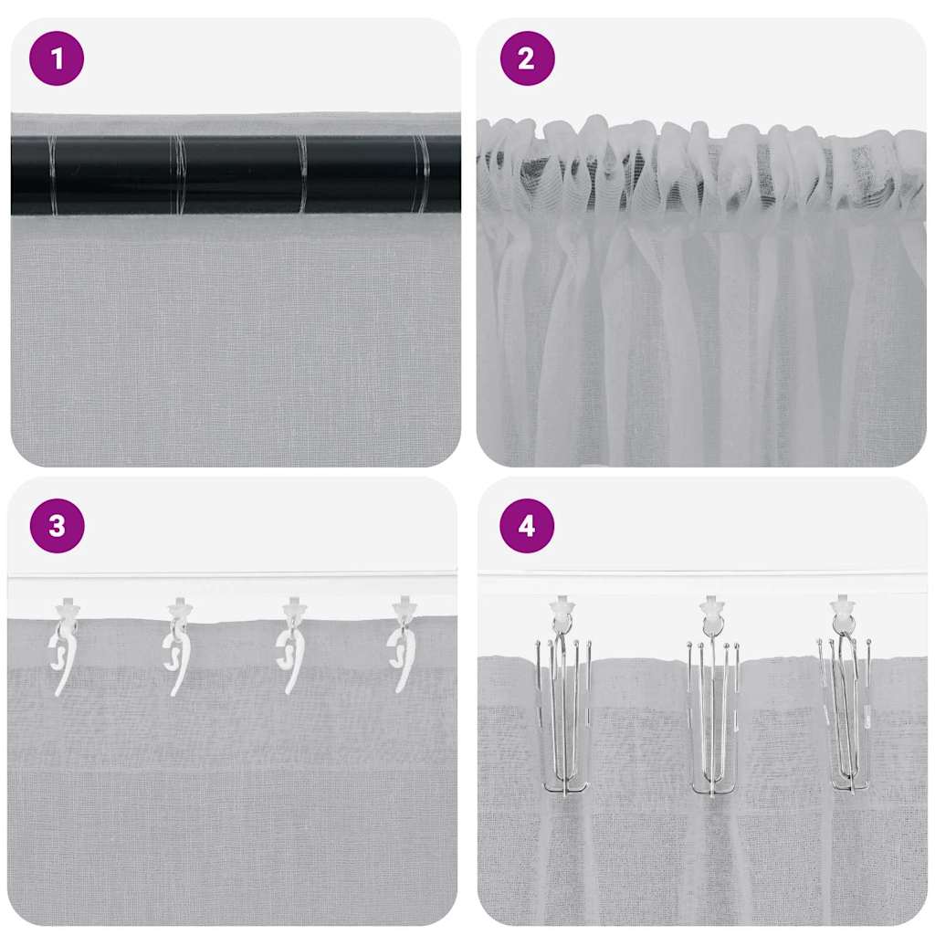 Voile zavjesa 2 pcs Tamno siva 225 x 140 cm Poliester