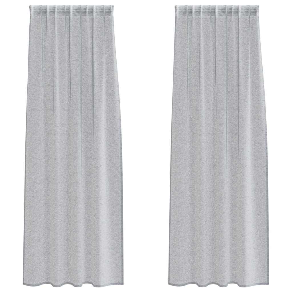 Voile zavjesa 2 pcs Tamno siva 225 x 140 cm Poliester
