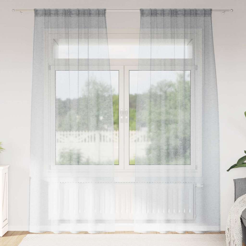 Voile zavjesa 2 pcs Tamno siva 245 x 140 cm Poliester