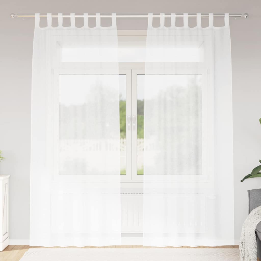 Voile zavjesa sa zavjesama 2 pcs Bijelo 245 x 140 cm Poliester