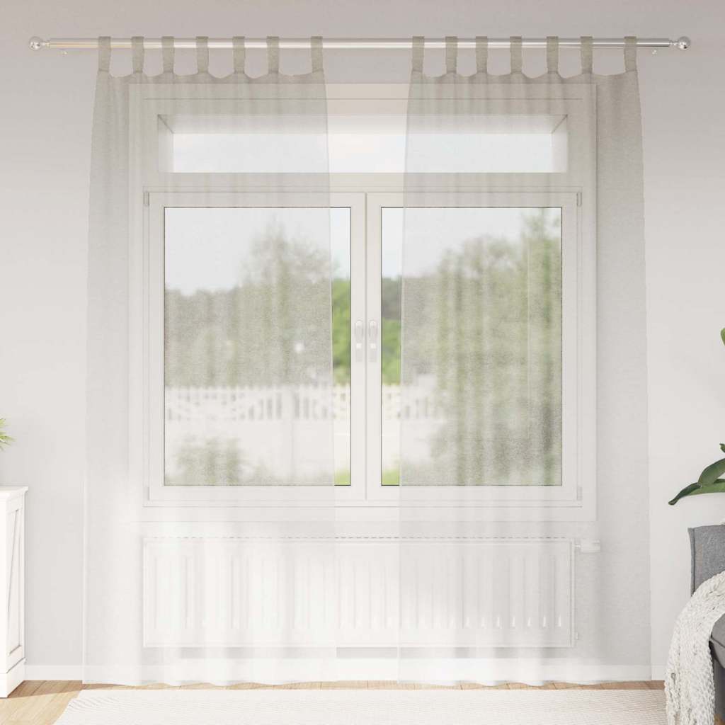 Voile zavjesa sa zavjesama 2 pcs Krema 225 x 140 cm Poliester