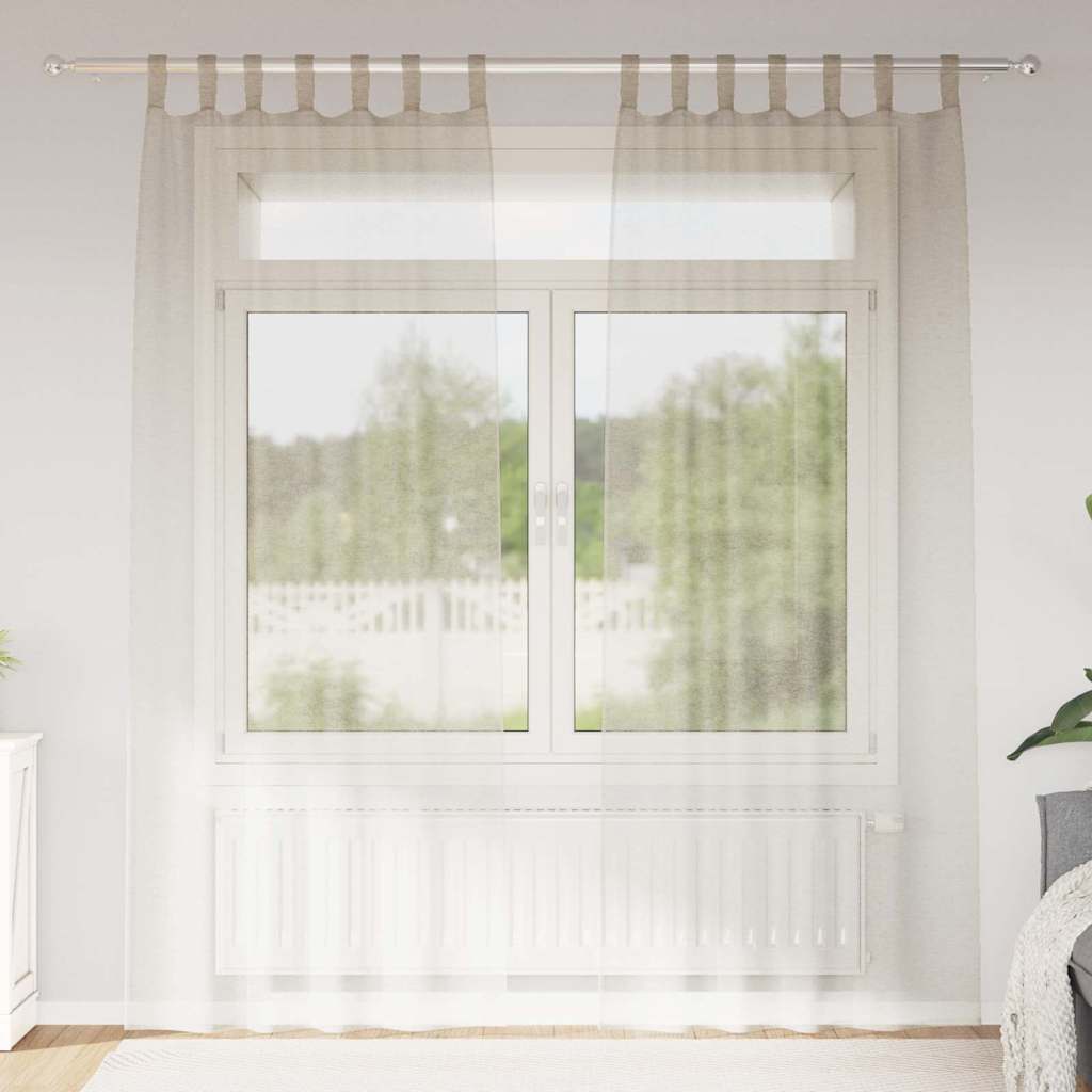 Voile zavjesa sa zavjesama 2 pcs Pijesak 260 x 140 cm Poliester