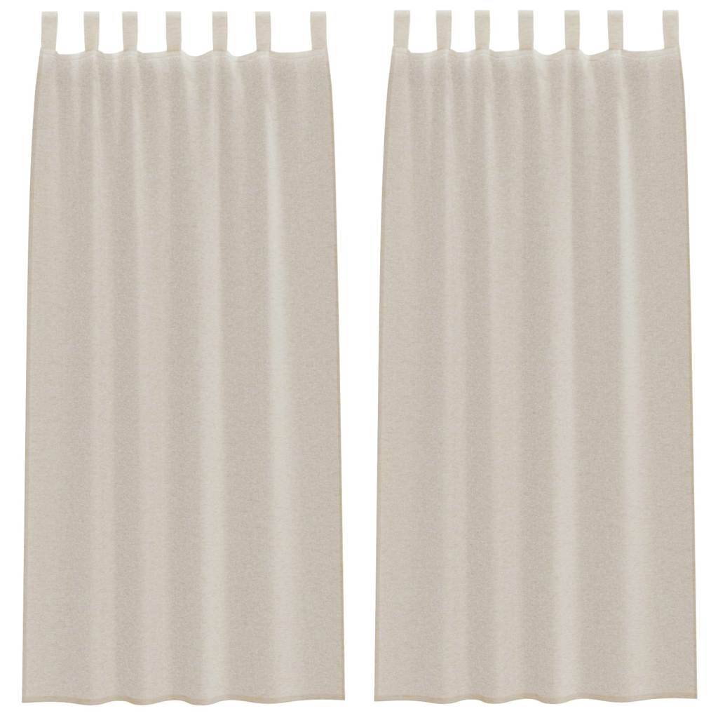 Voile zavjesa sa zavjesama 2 pcs Pijesak 260 x 140 cm Poliester