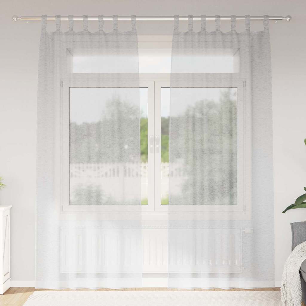 Voile zavjesa 2 pcs Svijetlo siva 260 x 140 cm Poliester