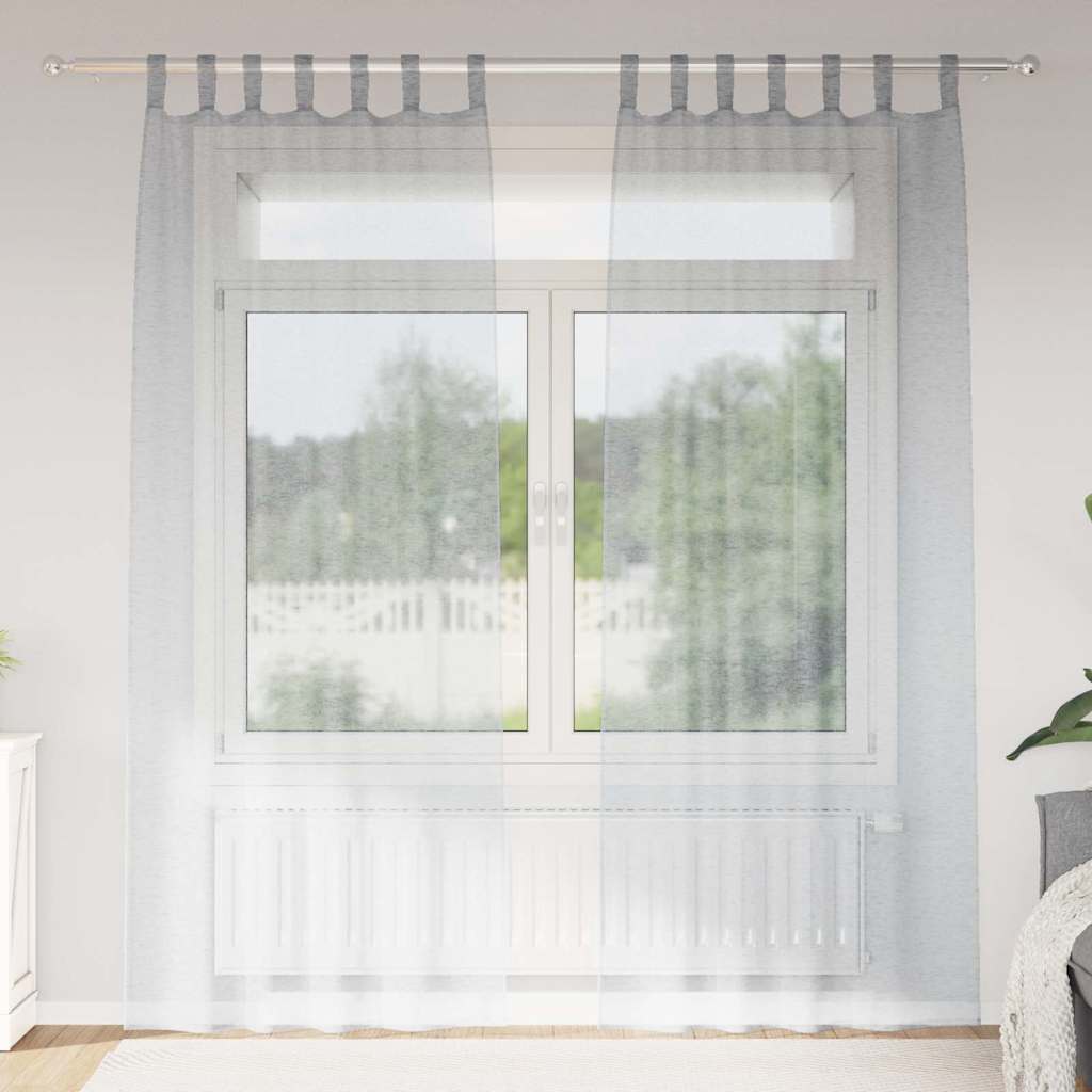 Voile zavjesa 2 pcs Tamno siva 260 x 140 cm Poliester