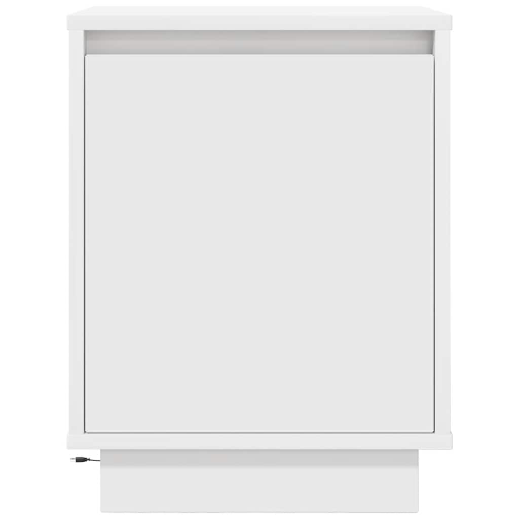 Noćni ormarić s LED svjetlima bijeli 38x34x50 cm
