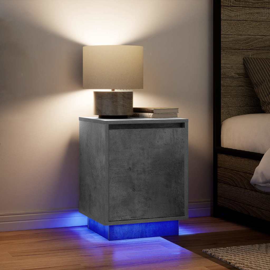 Noćni ormarići s LED svjetlima 2 kom boja betona 38x34x50 cm