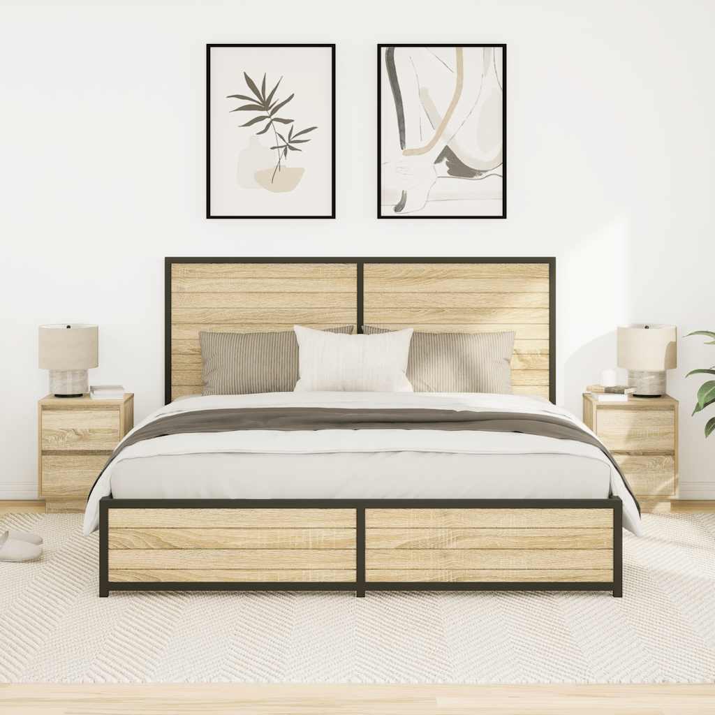 Noćni ormarići s LED svjetlima 2 kom boja hrasta 38x34x50 cm